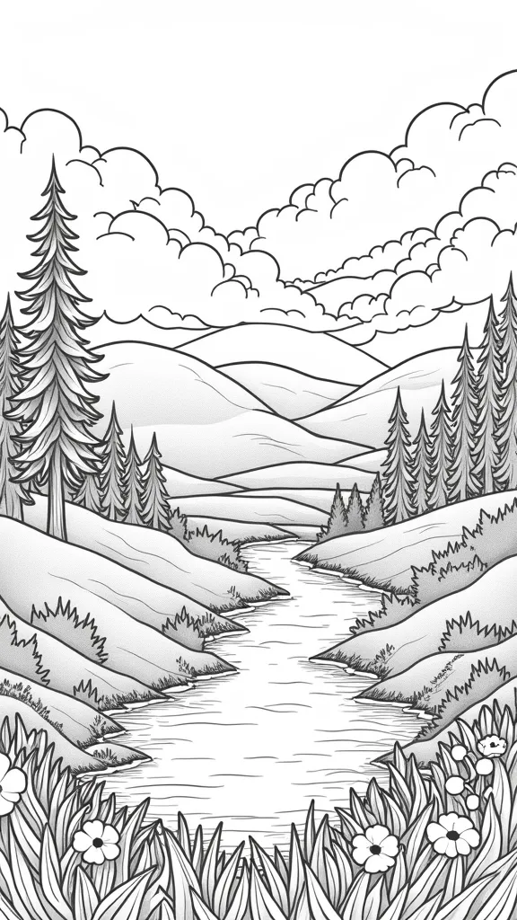 coloriages de paysage nature